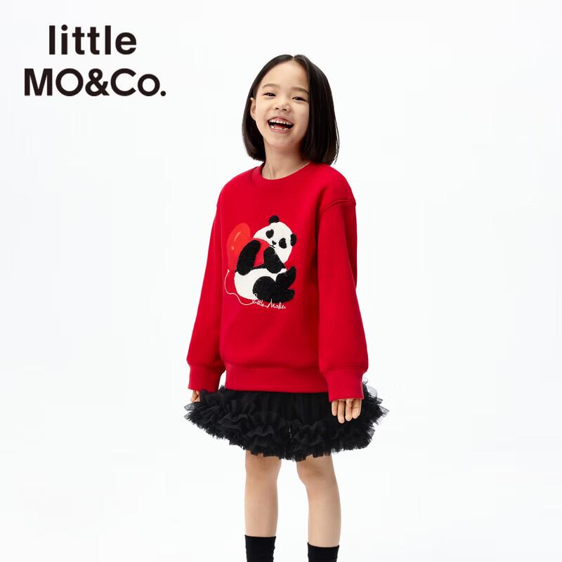 little MO&Co. Children's Thermal Panda Embroidered Sweatshirt