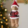 Holiday Props Cartoon Christmas Bear Pendant Cute with Hat Animals Doll Handmade Bear Hanging Ornaments Adult Decor