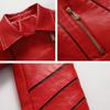 Women Jacket Solid Color Faux Leather Windproof Slim Lady Coat for Motorcycle Riding