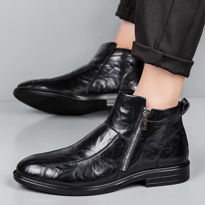 Madingi Batai Vyrams Žieminiai Batai Juodi Odiniai Batai Vyriški Avalynė Šilti Pūkuoti Kailiniai Žieminiai Batai Vyrams Zapatos Hombre