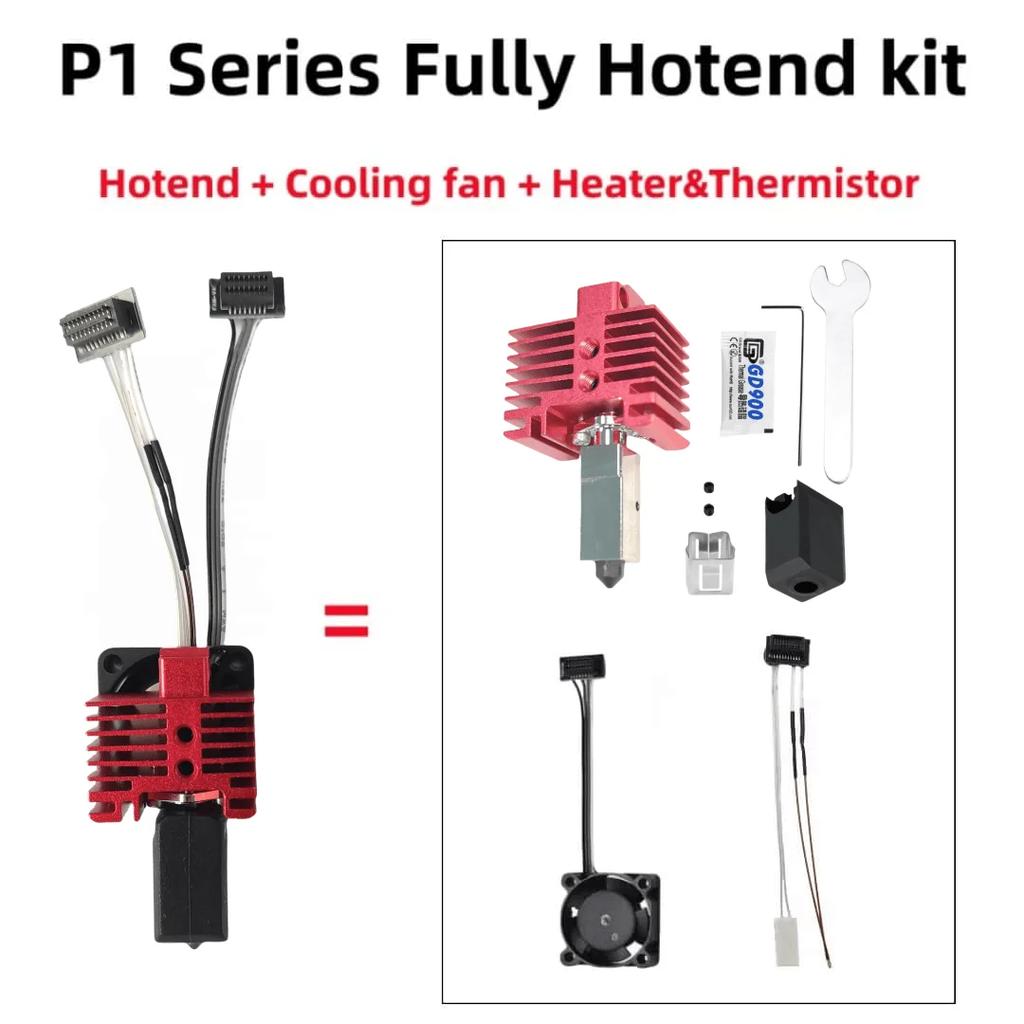Für Bambu Lab Hotend Upgrade TZ 2.0 Version Bi-Metall Passend für Bamboo X1 X1C X1E P1P P1S Hotend Thermistor Messing Kupfer Harte Düsen