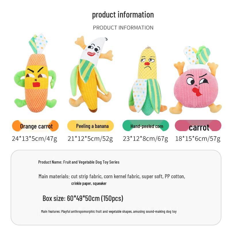 Interactive Dog Toys: Self-Play, Teething Relief, Energy Burning, Teeth Cleaning, Fun Sounds, Companionship, and Vegetable Design.