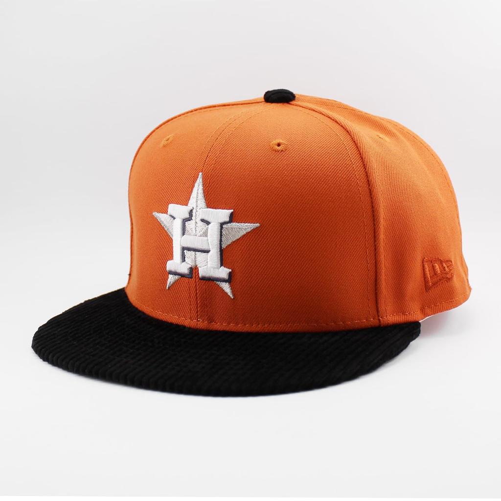[New Era] Cap 59FIFTY Houston Astros MLB 45TH ANNIVERSARY CORD VISOR FITTED CAP ORANGE HOUSTON ASTROS 5950 Hat Colored Bottom Major League Sz 734
