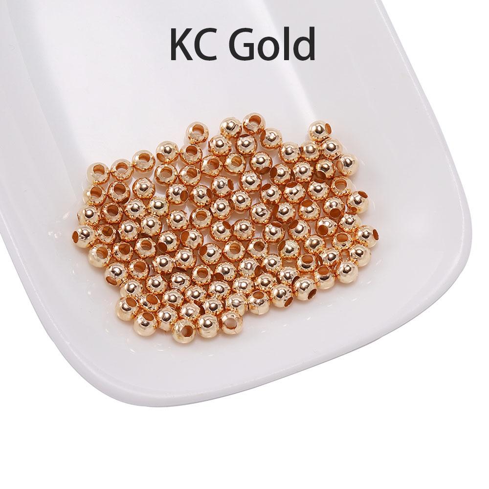 30-300pcs/lot 3 4 5 6mm Gold Color Round Spacer Beads Smooth Ball End Seed Beads For Jewelry Making Finding Accessories Supplies