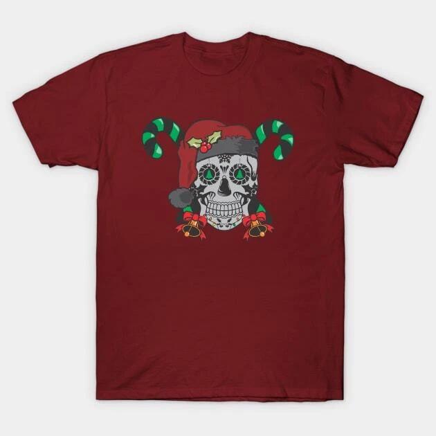 Christmas Sugar Skull Made in Australia T-Shirt M