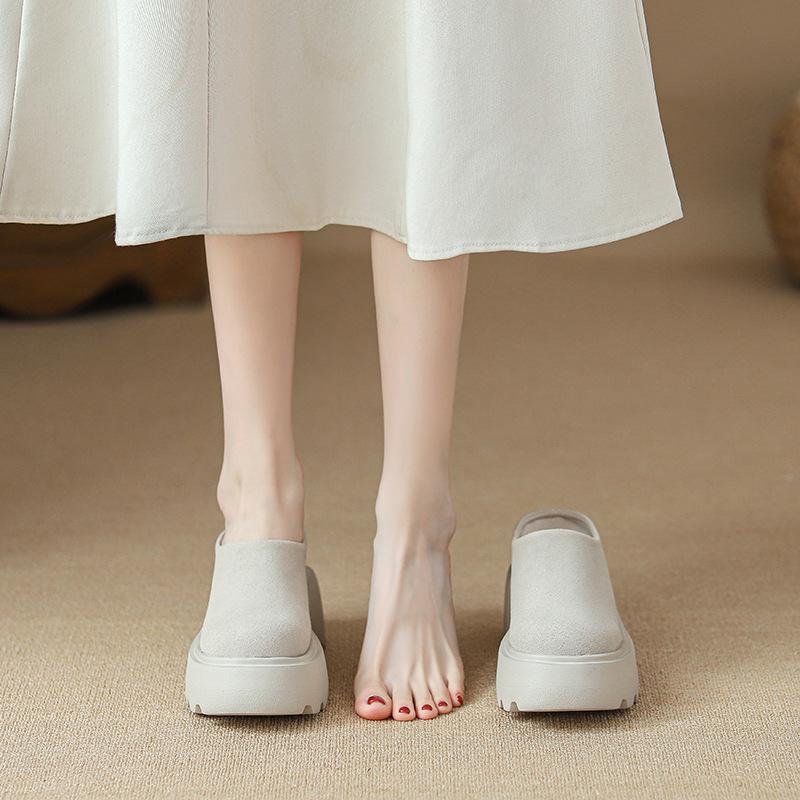 

Женские полушлепанцы на танкетке, увеличивающие рост на 10 см, весенняя новинка, с маленьким меховым помпоном 39 абрикосовый