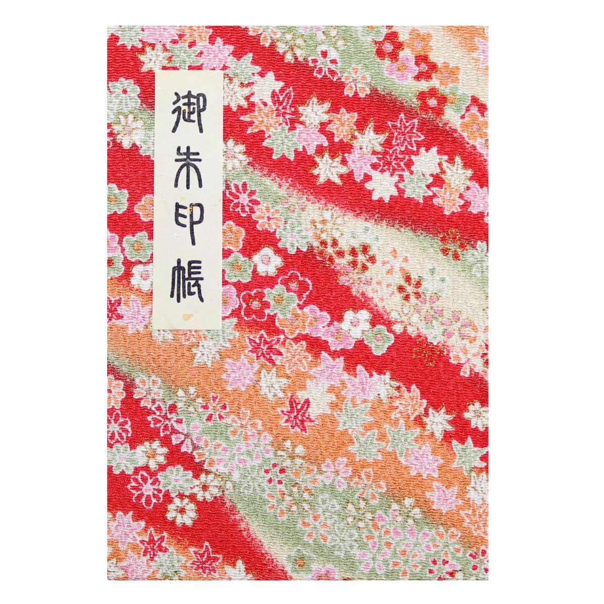 40-page Goshuincho (stamp book) with accordion-style vinyl cover and original Hotokudo bookmark, crepe paper, red