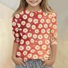 Girls Floral Print Crew Neck Three Quarter Sleeve Casual T Shirt Lightweight Soft Fabric Comfortable Fit Everyday Wear