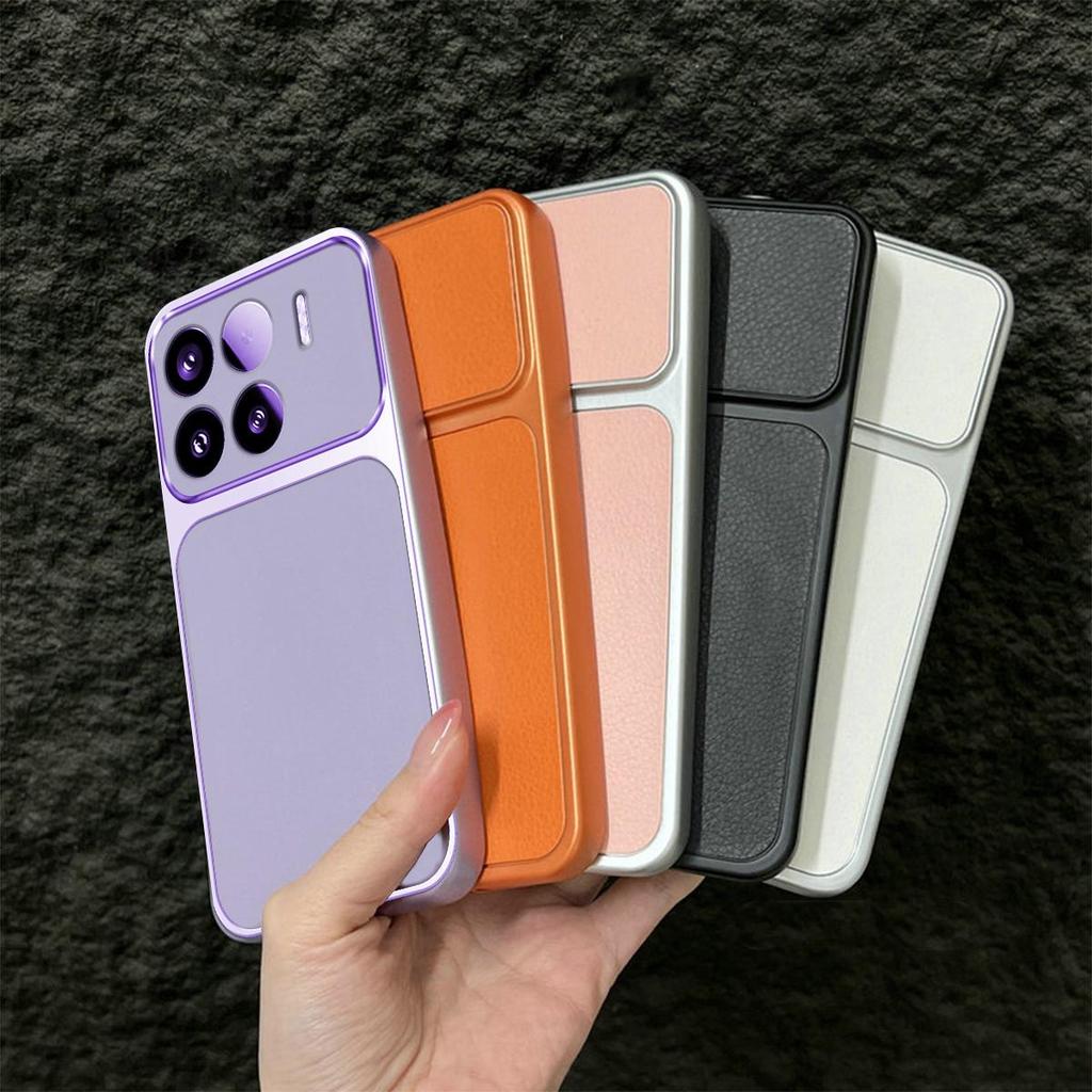 Premium Executive Leather Case for Xiaomi 15T Pro 15 Large Window Lens Protector Cover