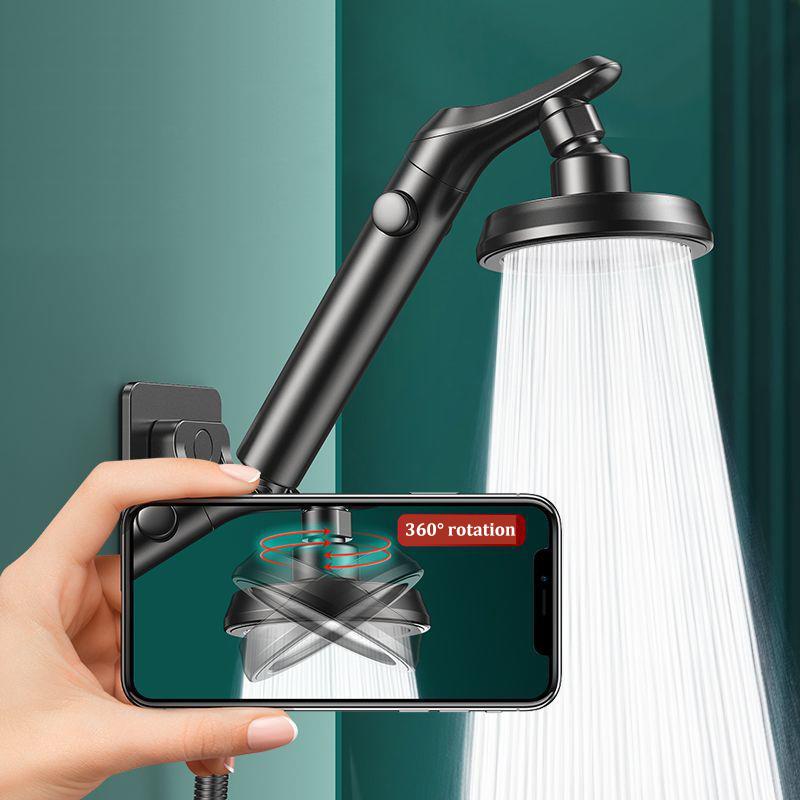 Adjustable Handheld Overhead Spray Dual-use Shower Head Rotatable Elbow Shower Head Set Booster Large Water Output