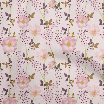 Cotton Flex Light Pink Fabric Watercolor Floral Fabric For Sewing Printed Craft Fabric By The Yard 40 Inch