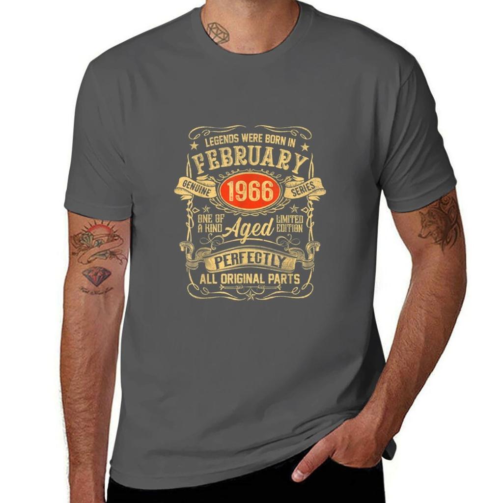 Legends Were Born In February 1966 55th Birthday Gifts Tshirt Work Wear Lightweight Tee
