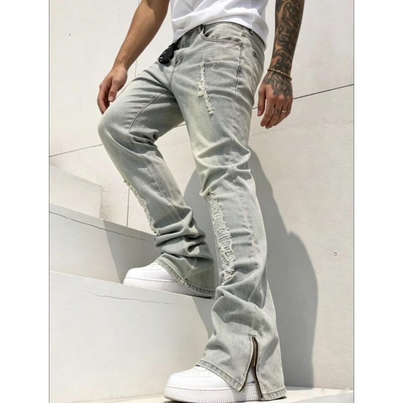 Mens Relaxed Fit Straight Leg Distressed