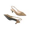 GUCCI Double G 24 Spring Summer Collection Leather Cone Heel High Heels 4.5cm Women's Beige & Ebony 782627 2HK80 9763