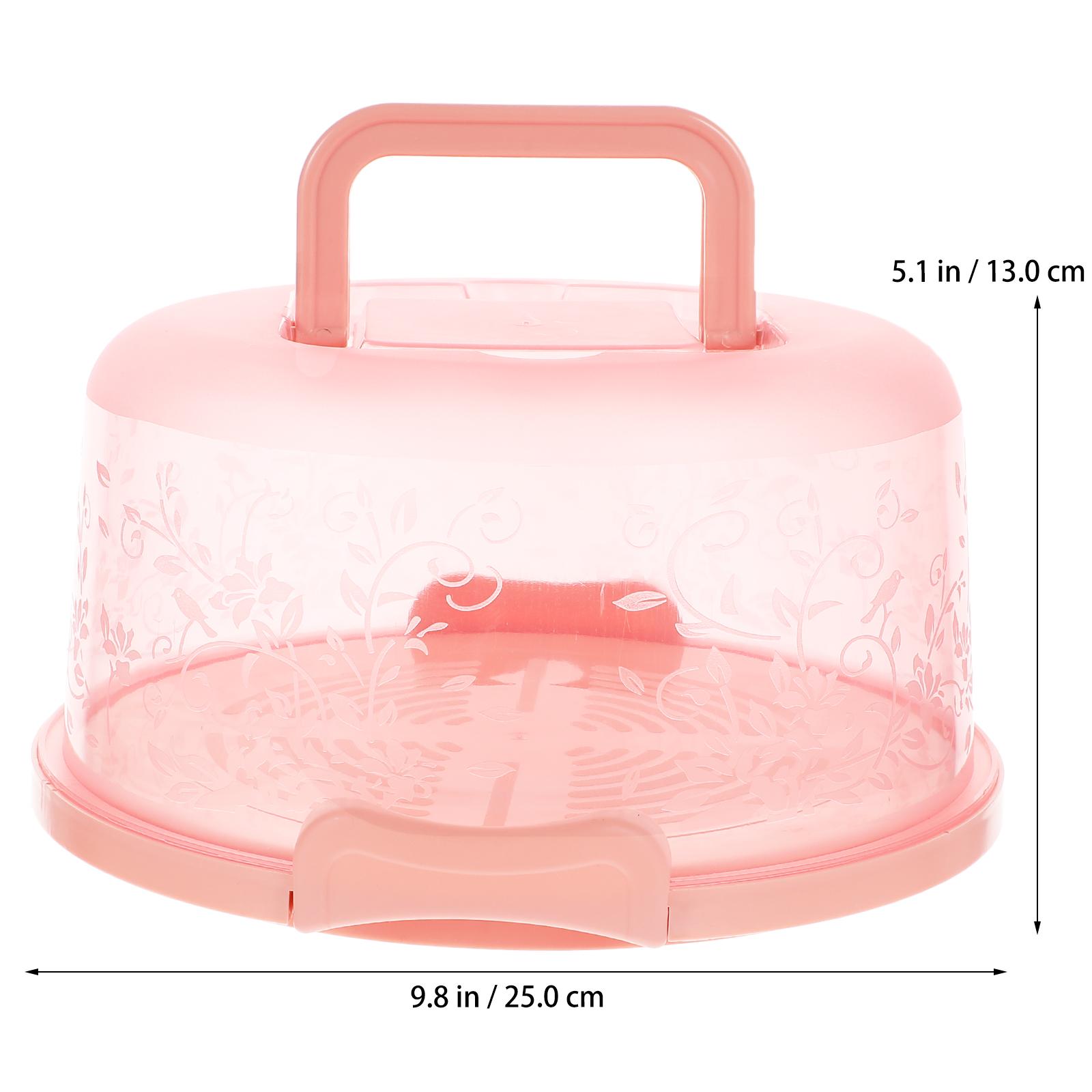 1Pc Buckle Round Cake Carrier With Handle Portable Handy Cupcake Holder Tray Portable Cake Box Baking Packaging Box Cake Tools Other