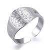 Stainless Steel Saint Benedict Open Ring for Women Men Christian Jewelry Gift