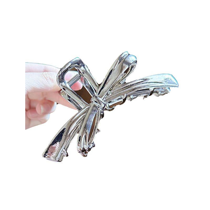 Large Metal Bow Claw Clip for Women's Hair - Simple Design Shark Clip for Volume and Style