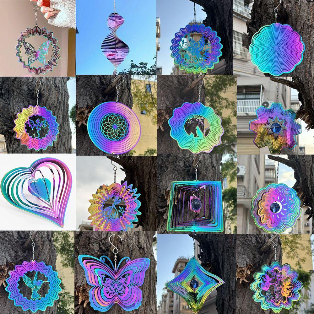 Colorful Wind Chime Pendant Gradient Wind Spinner Catcher Butterfly Hanging Ornaments  Living Room