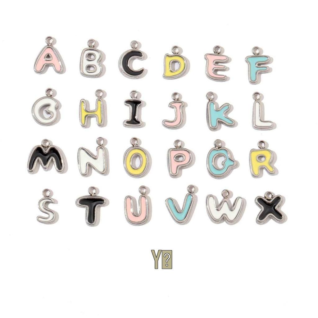 Mixed Color Titanium Steel Alphabet Beads: Non-Fading Necklace & Bracelet Pendants