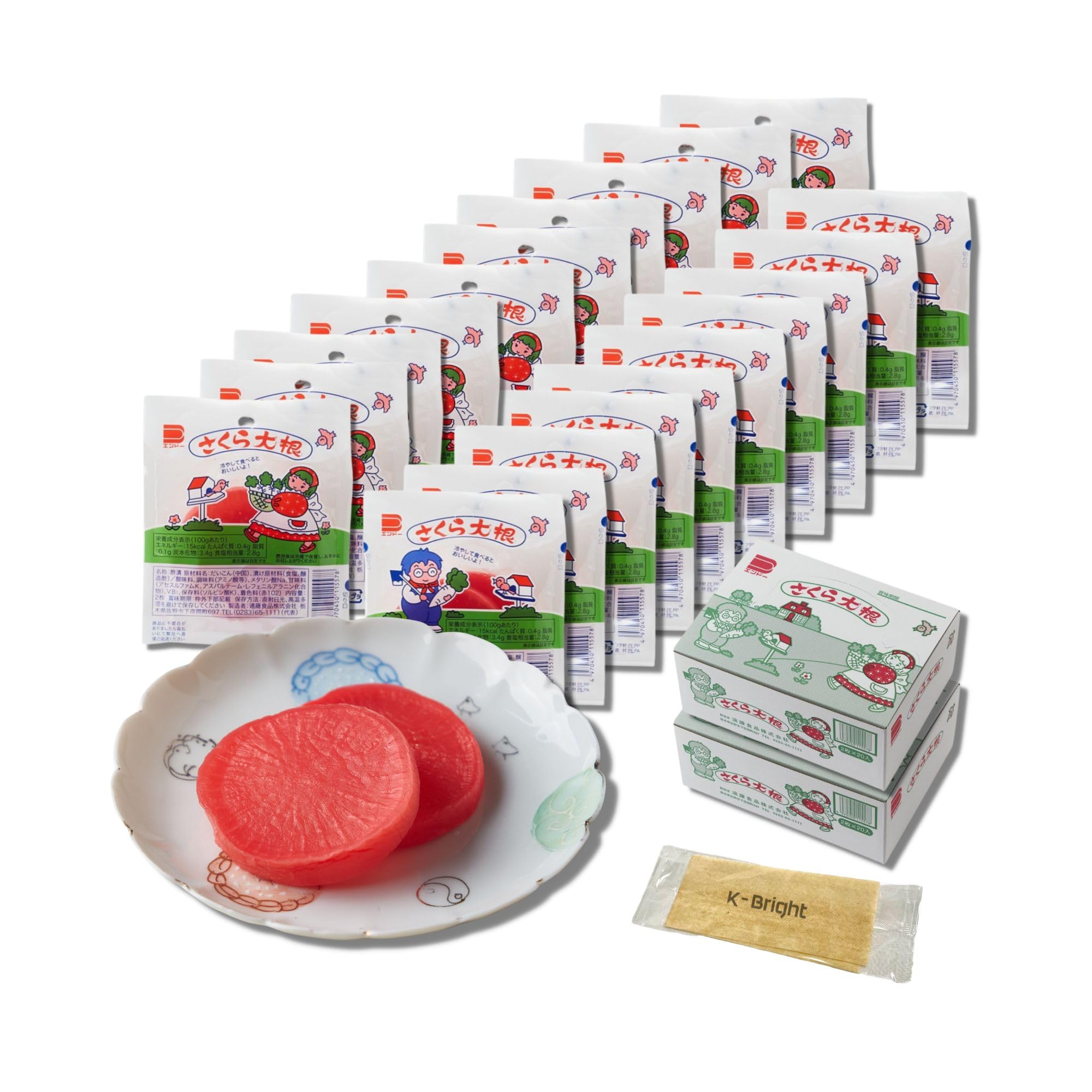 

Редис Дайкон Сакура Вкусный когда Классический Кислый Дайкон Большая Упаковка с Полотенцем для Рук - охлажденный! Легкая закуска, (40 упаковок)