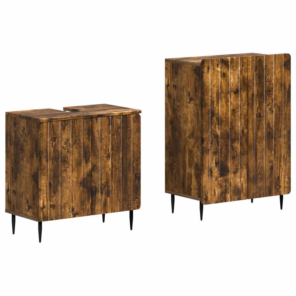 2 Piece Bathroom Cabinet Set ZWOLLE Smoked Oak