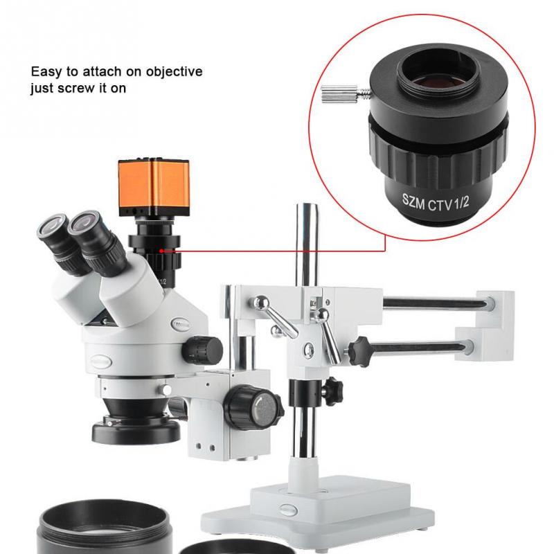 Stereo Microscope Mount Lens Aluminum Alloy Stereo Camera Adapter CTV Interface Lens Adapter 25mm