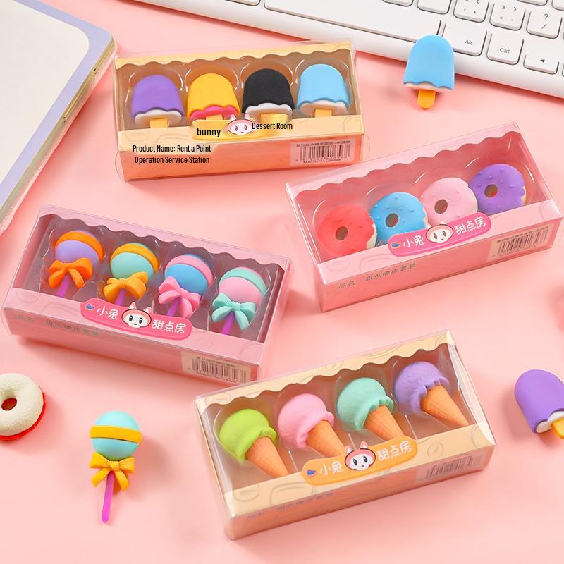 Creative Dessert-Shape Eraser & Pencil Case Set for Kids