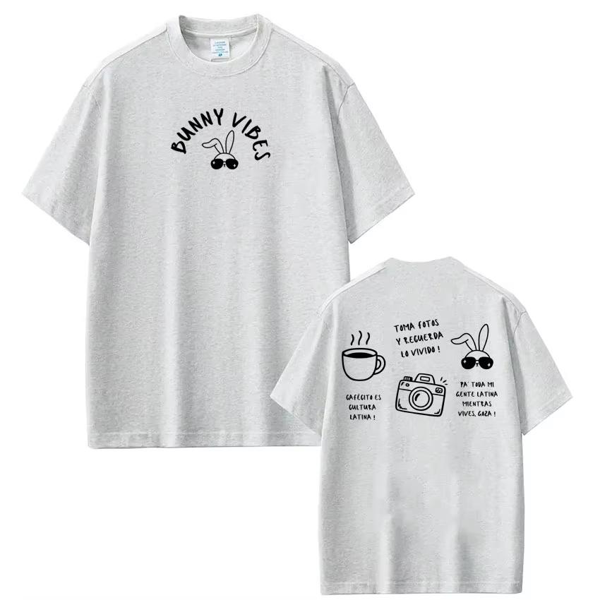 Singer Bad Bunny Pop Music Fashion Print Tshirt Men Women Harajuku Tshirt Shortsleeved Casual Cotton Hiphop Tees Streetwear
