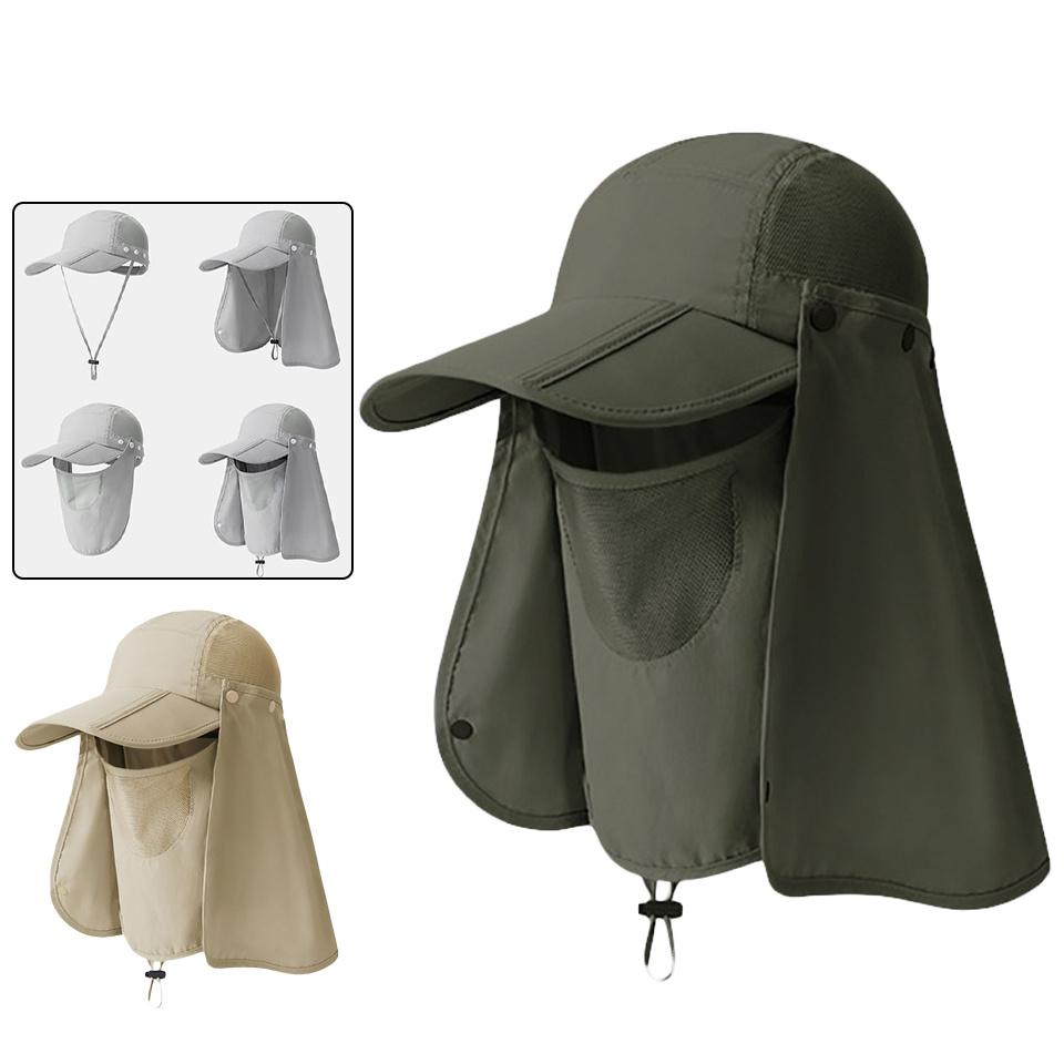 1Pcs UPF50+ Sun Hat Breathable Sweat-Absorbent Face Cover Foldable Brim Water-Resistant Full Face Sun Protection Cycling