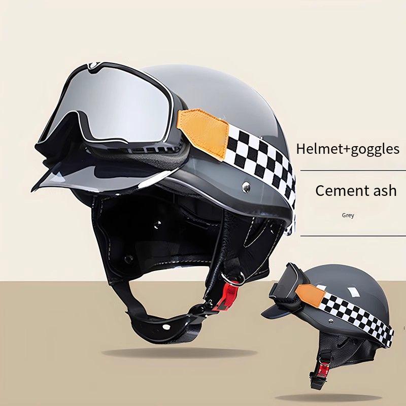 Retro Style Motorcycle Helmet for Cruising Lightweight Semi-Covered Versatile with Windshield Cruise Bike Headgear