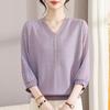 Stylish Casual V-neck Hollow Knit Top for Middle-Aged Women