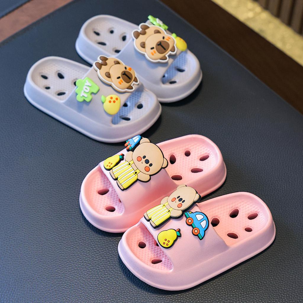 Kids Summer Bathroom Slippers Non Slip Quick Dry Hollow Out Indoor Home Bath Sandals For Boys Girls Toddler