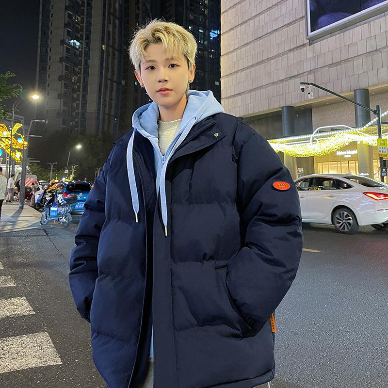 Padded-on Men's Winter Thickened Contrasting Color Bread Clothes Women's Jackets Student Tide Loose Couple Padded Jackets