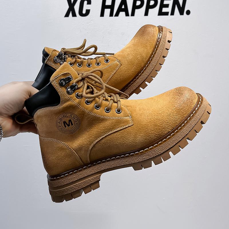 Autumn Martin boots men's inner height increase British style high-top tooling men's shoes medium help versatile trend rhubarb boots 6711-M