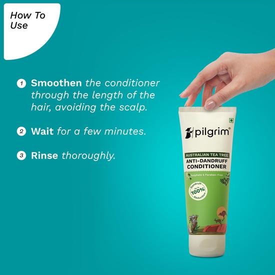 Pilgrim Australian Tea Tree Anti-Dandruff Unscented Conditioner For All Hair Type 200 Millilitre | Smoothens Strands & Detangles Hair | Unisex