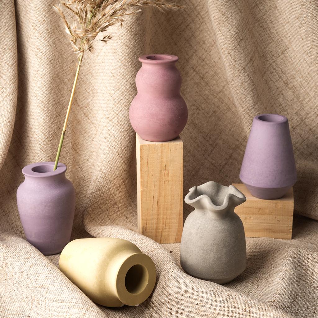 New Round Mouth Vase Silicone Mold DIY Concrete Candle Holder Flowerpot Resin Molds Candlestick Ornament Making Craft Gifts