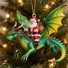 Santa Claus Riding Dragon Christmas Ornament 2D Acrylic Hanging Pendant Xmas Tree Decor Home Holiday Party Fantasy Navidad Gifts