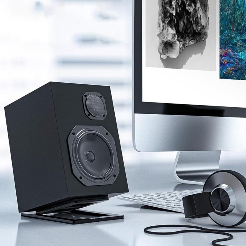 Universal Fit Heavy Duty Speaker Mount For Desktop HIFI Systems Tool Less Quick Assembly 15 Degree Angled Base