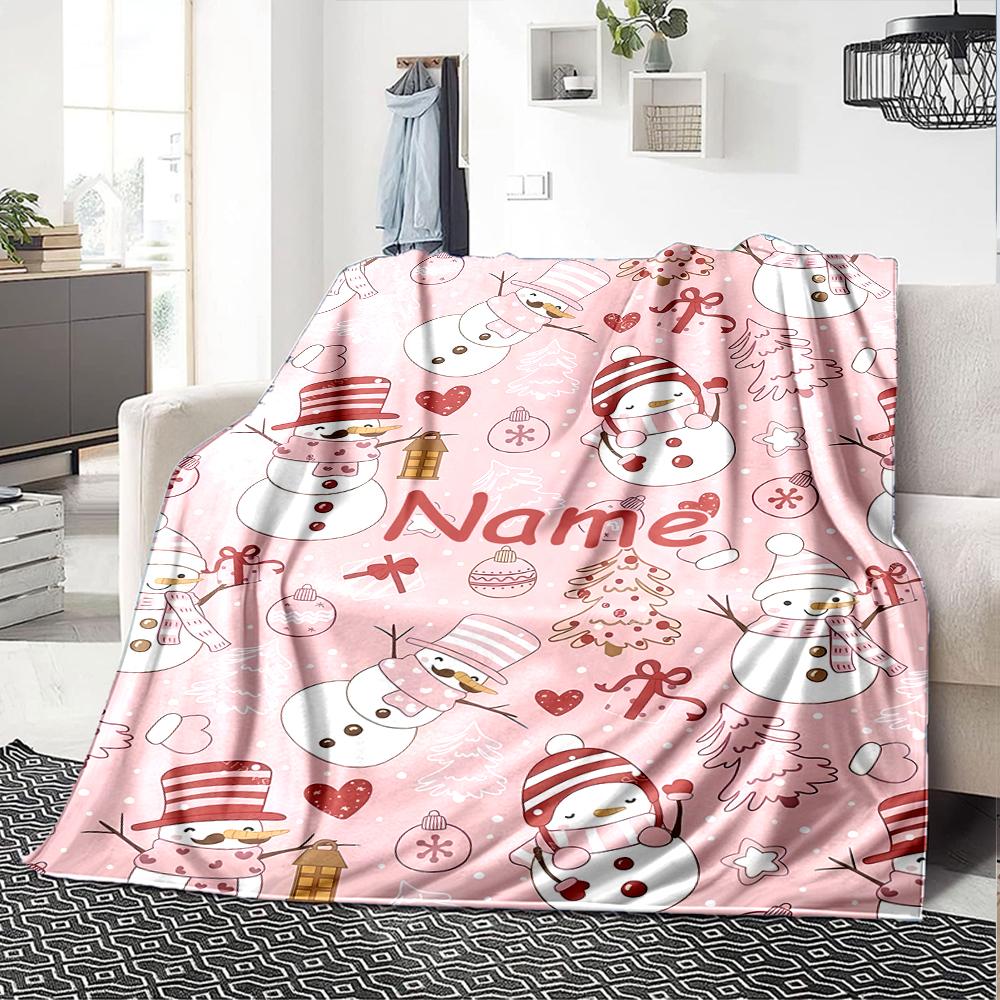 Custom Name Christmas Theme Printed Blanket - Perfect for Couch, Bed, Travel & Outdoor Use | Machine Washable, Cozy & Durable.