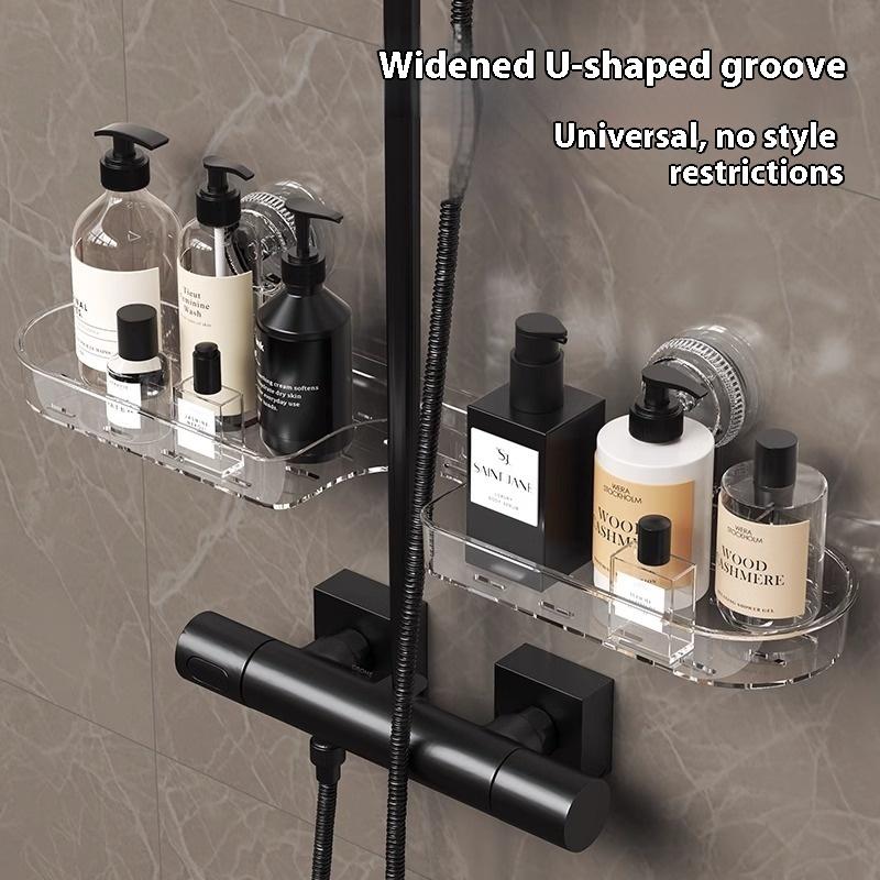 Suction Cup Washbasin Storage Rack Punch-Free Self-Adhesive Organizer for Bathroom Sink Wall Mounted Storage Rack 1PC