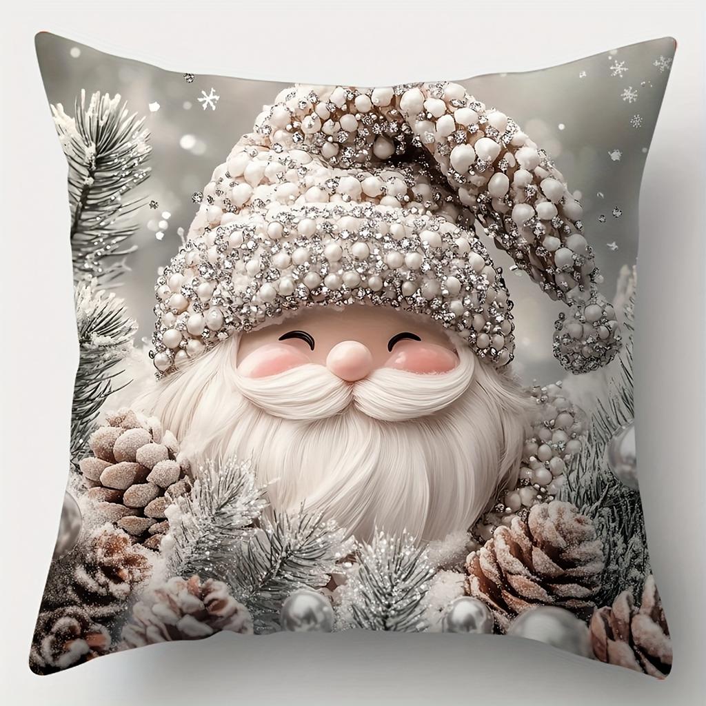1pc Grey Christmas Cushion Cover Snowman Dwarf Pine Durable Cover 2025 New for Home Ornament Xmas New Year Christmas Decoration