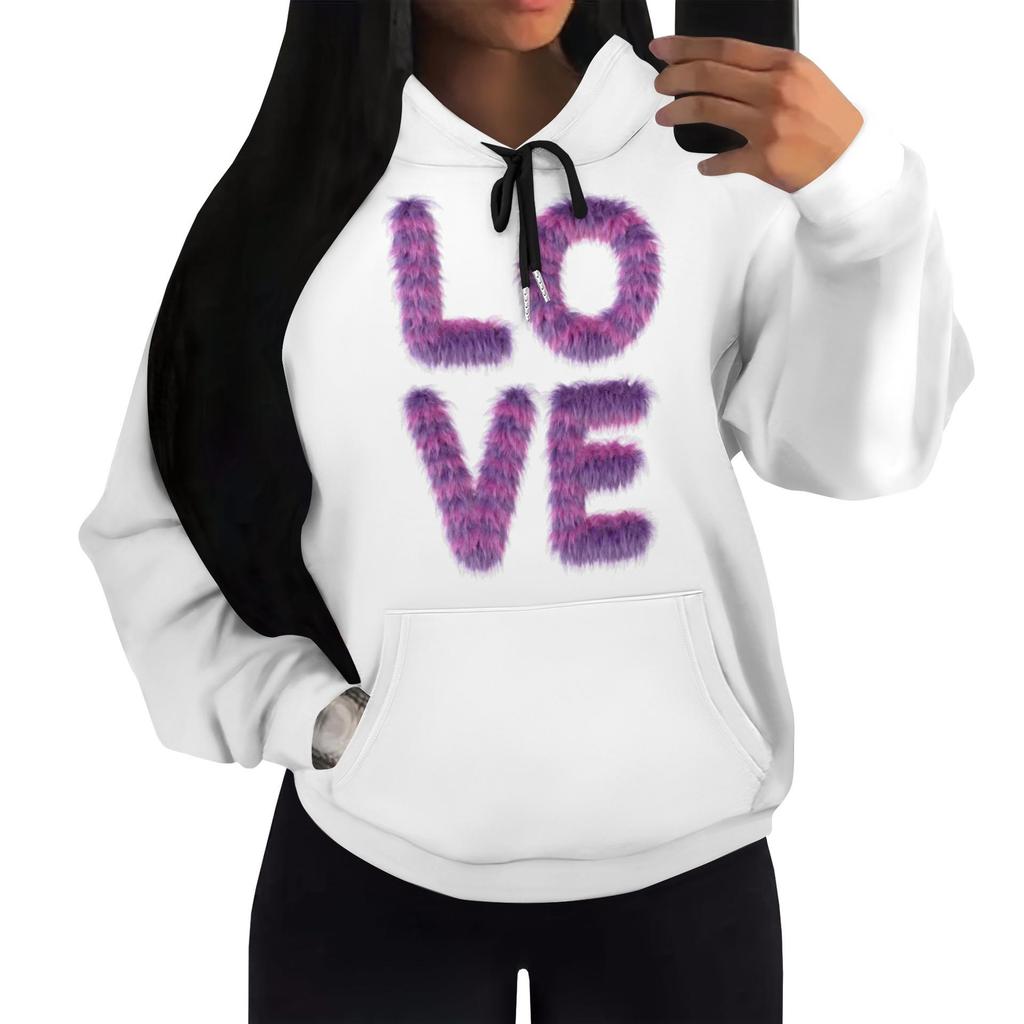 European & American Women's Casual Printed Hooded Sweatshirt A8773