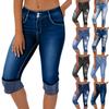 Damenjeans Retro-Farbe High-Waist-Design Cropped Jeans