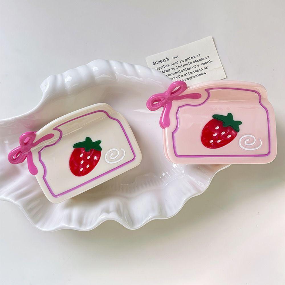 

Bow Cartoon Hair Claw Cute Acetic Acid Shark Clip Kawaii Strawberry Grab Clamps Streetwear рожевий