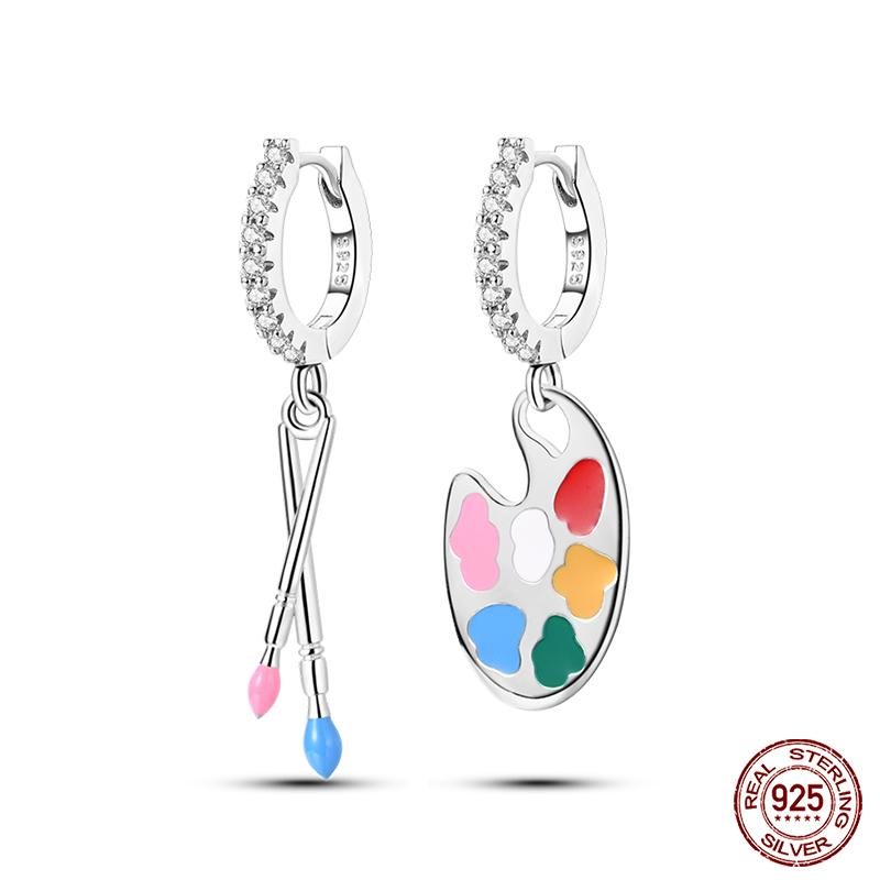 Boucles d'oreilles en argent sterling 925 pour femmes, pendentifs colorés en forme d'étoile, de papillon et d'œil du diable, bijoux de fête élégants