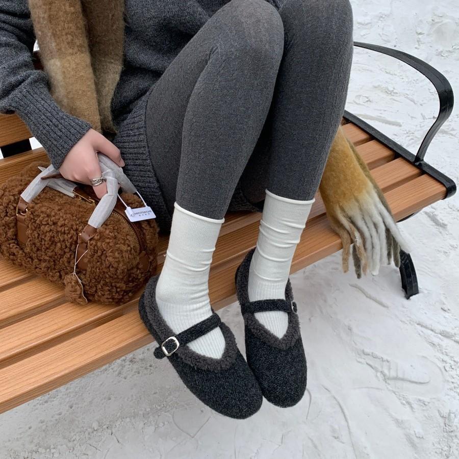 2025 New Ancient-covered Plush Thickened Fluffy Shoes Gentle Evening Shoes Versatile Single Shoes Winter New Warm Cotton Shoes