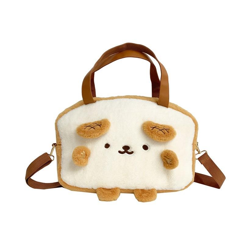 Women cartoon toast handbag girl cute puppy bread shoulder bag