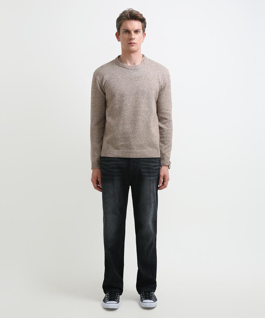 Seuteulaikeu Fine Blend Classic Crew Neck Knit (Light Brown)