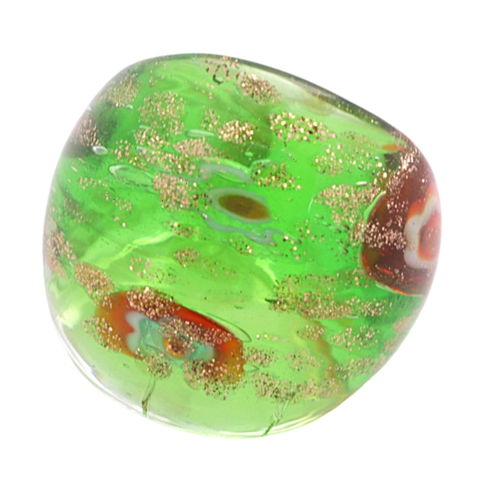 

Элегантное этническое стеклянное кольцо Элегантный подарок ручной работы Красочные кольца для пальцев для повседневной носки и особых случаев зелёный