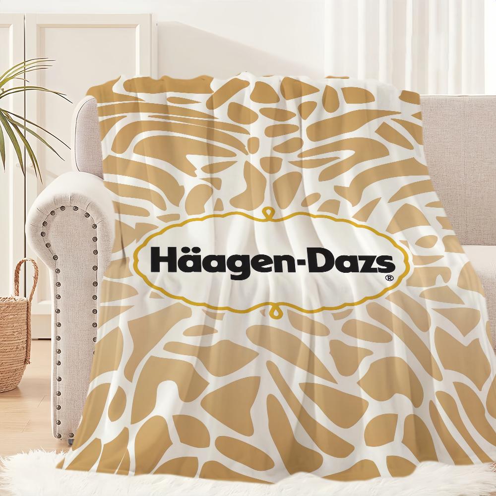 Manta de Pelúcia com Logo de Sorvete Tapete para Sofá de Sesta para Sala de Estar H-Haagen-s D-Dazs Quente Escritório Quarto Aniversário Casa Viagem Presentes para Crianças
